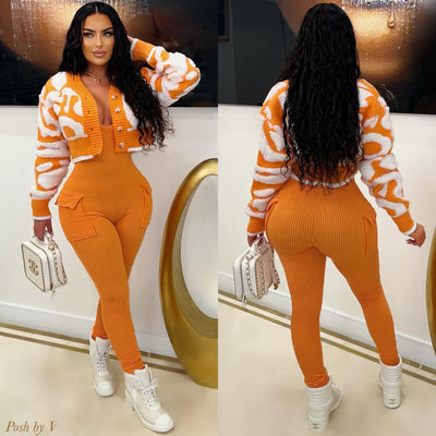 Rere rib jumpsuit (Orange)