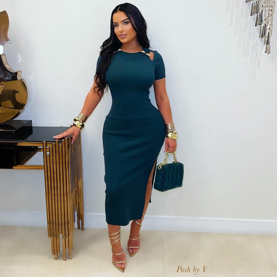 Dara knit dress (Green/gold)