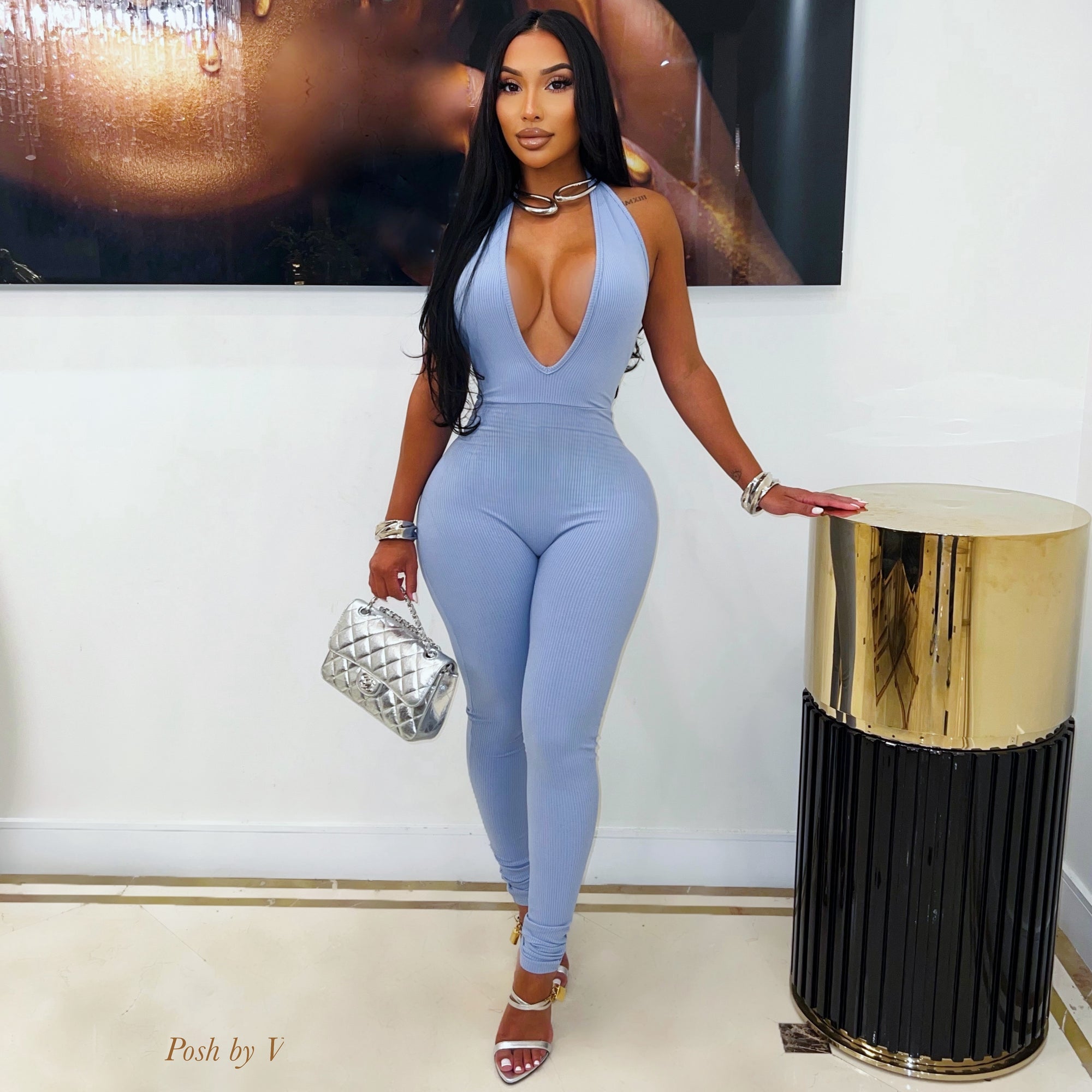 Deon ribbed jumpsuit (Rust)