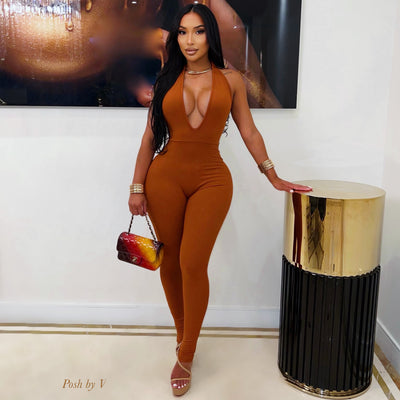 Deon ribbed jumpsuit (Rust)