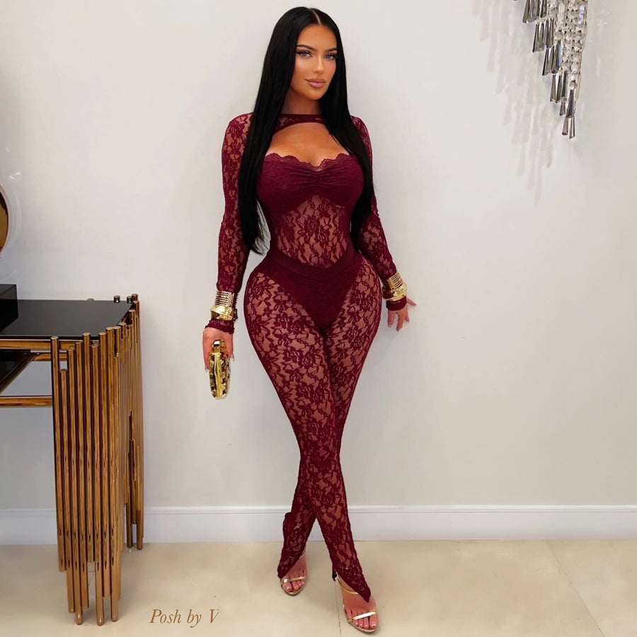 Theory lace jumpsuit (Wine)