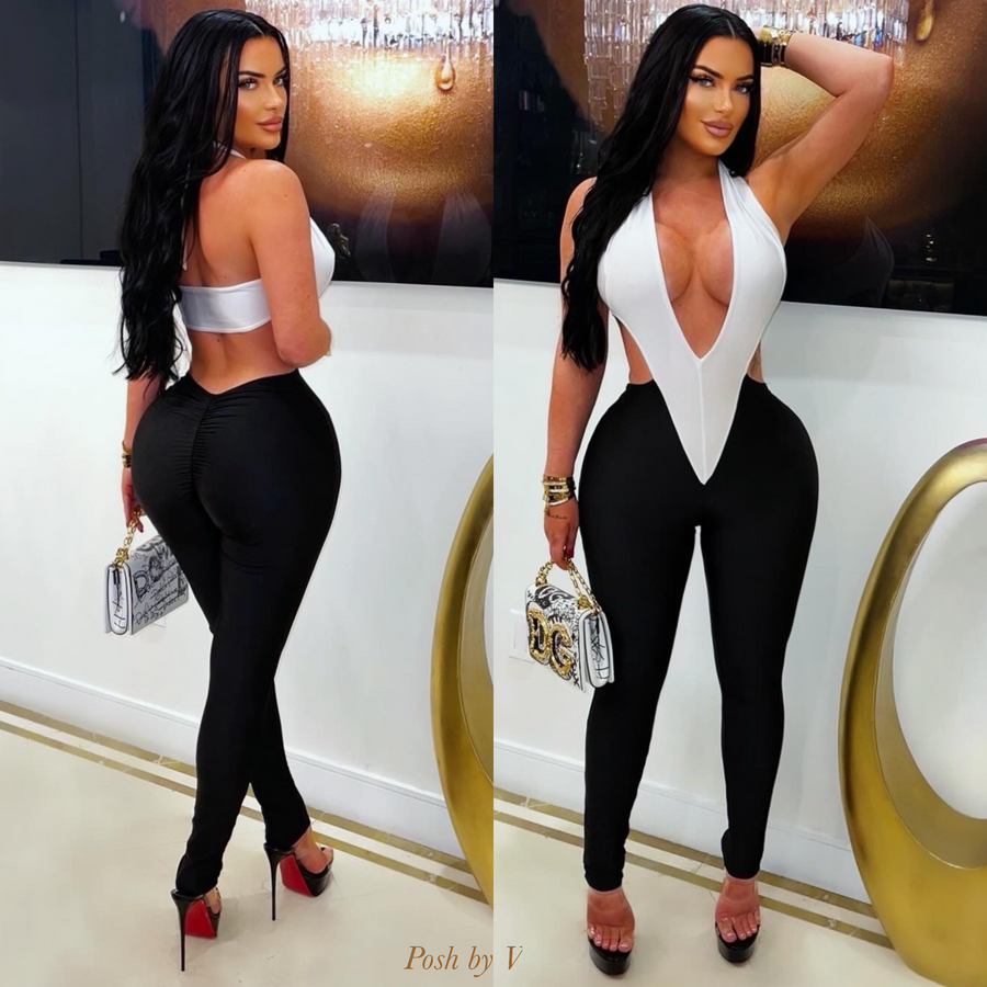 Vera jumpsuit (White/black)