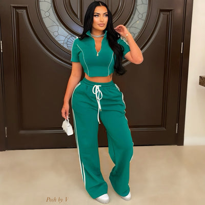 Salji lounge pants set (Green/white)