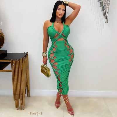 Tai caged midi dress (Green)