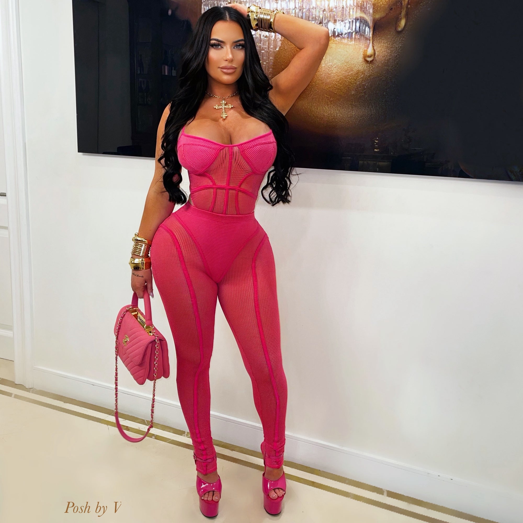 Mille caged leggings set (Orange)