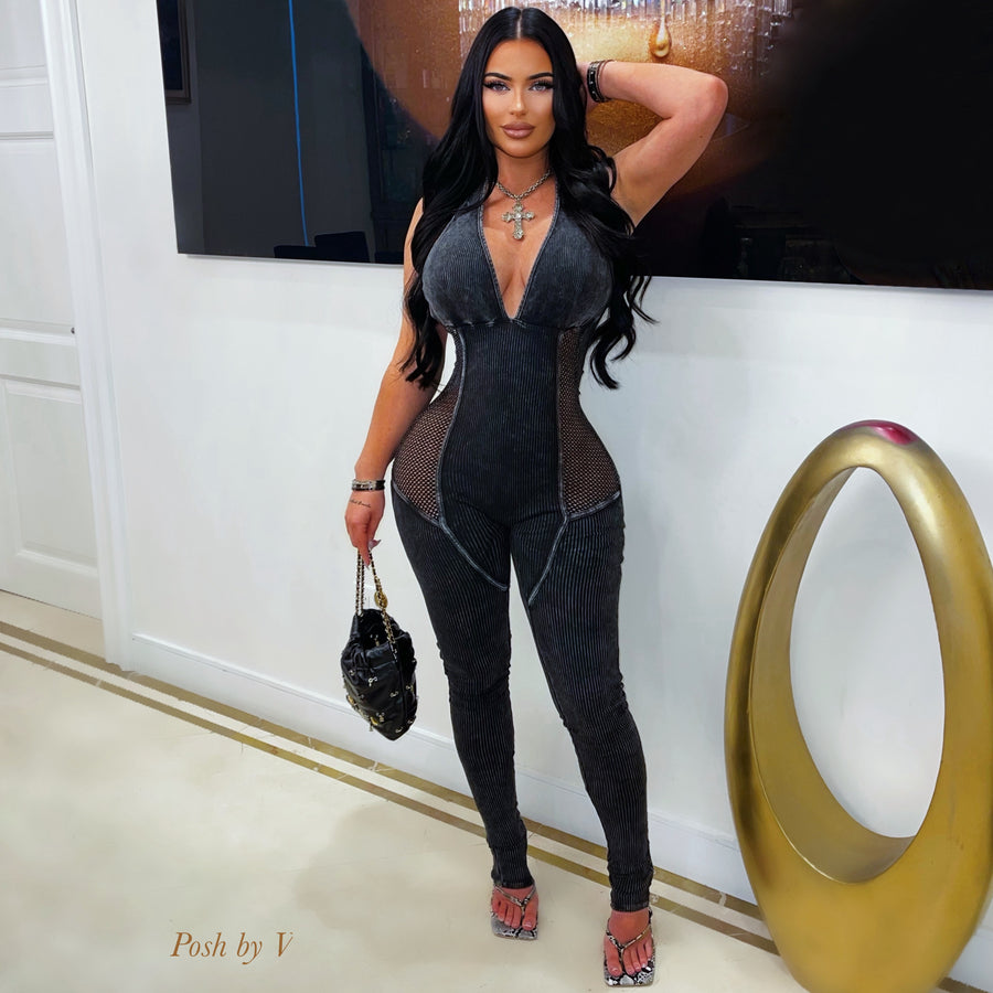 Mosha ribbed jumpsuit (Black)