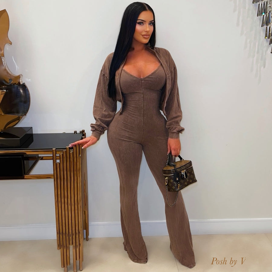 Berlin jumpsuit set (Mocha)
