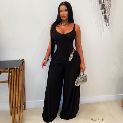 Gore palazzo pants set (Black)
