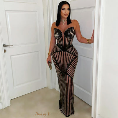 Monroe caged glam dress (Black)