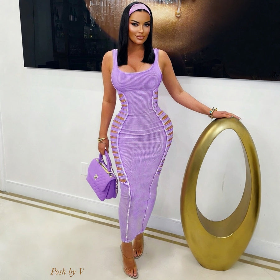 Kenti cut out dress w/headband (Lilac)