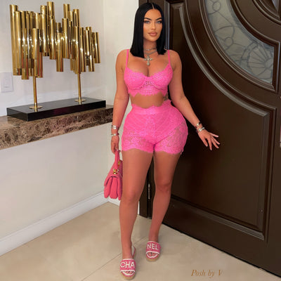 Valencia lace shorts set (Pink)