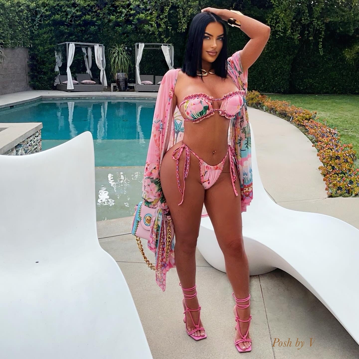 Toluka 4pcs bikini set  (Pink multi)