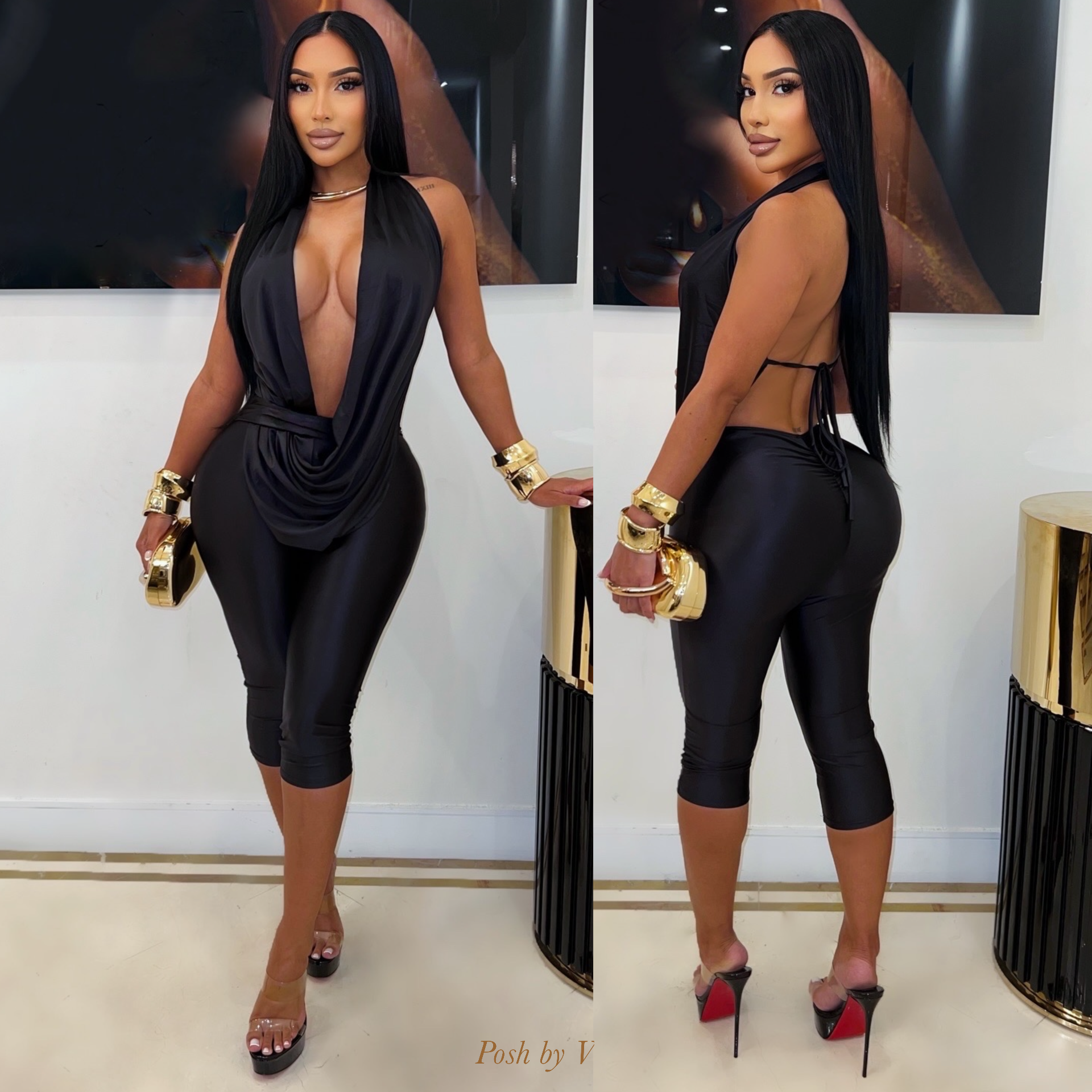 Mika cowl jumpsuit (Black)