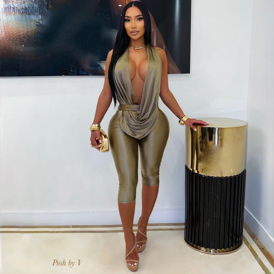 Mika cowl jumpsuit (Olive)