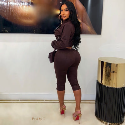 Rari suede jacket set (Brown)