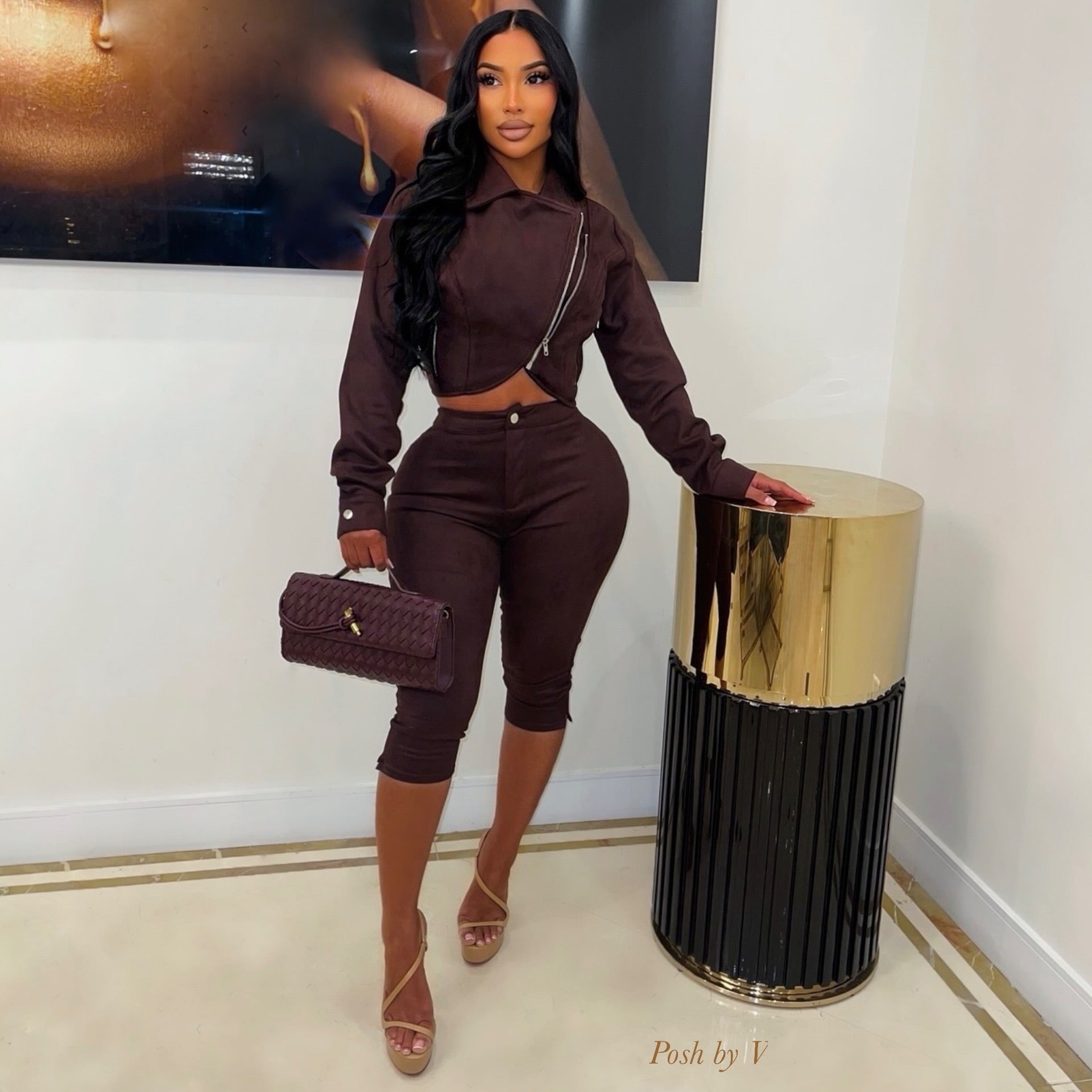 Rari suede jacket set (Brown)