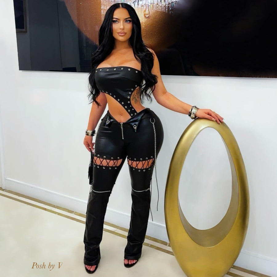Feen studded jumpsuit (Black/silver)