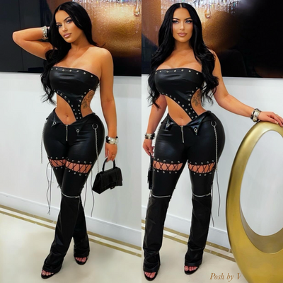 Feen studded jumpsuit (Black/silver)