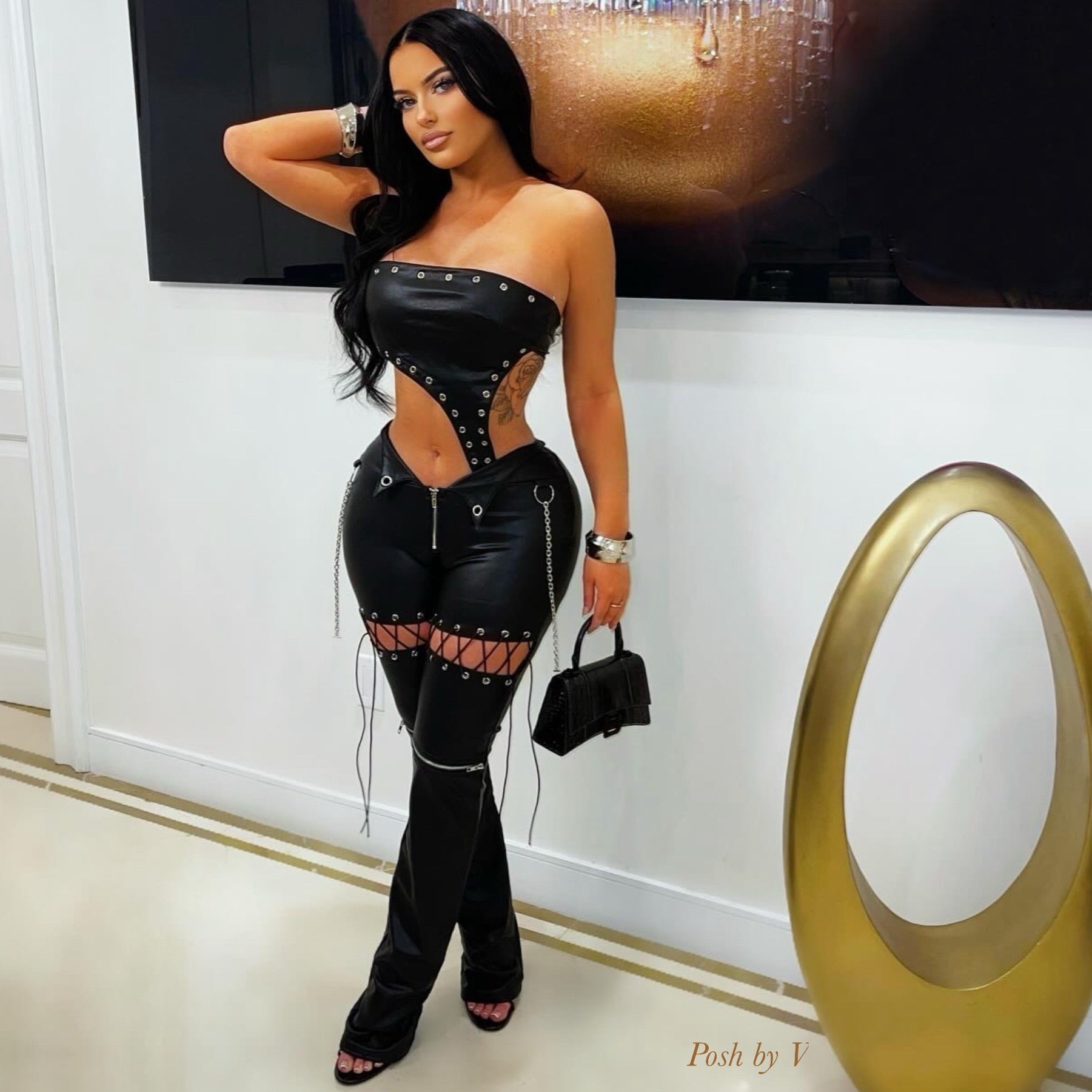 Feen studded jumpsuit (Black/silver)