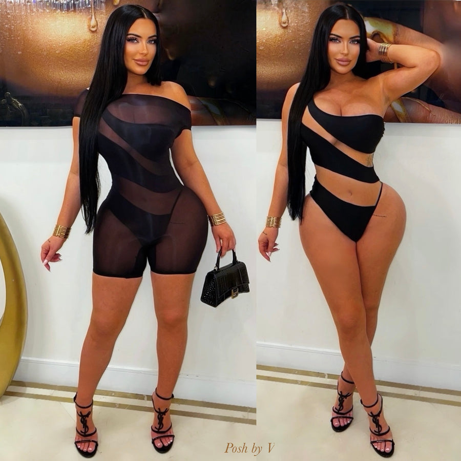 Body gloss romper (Black)