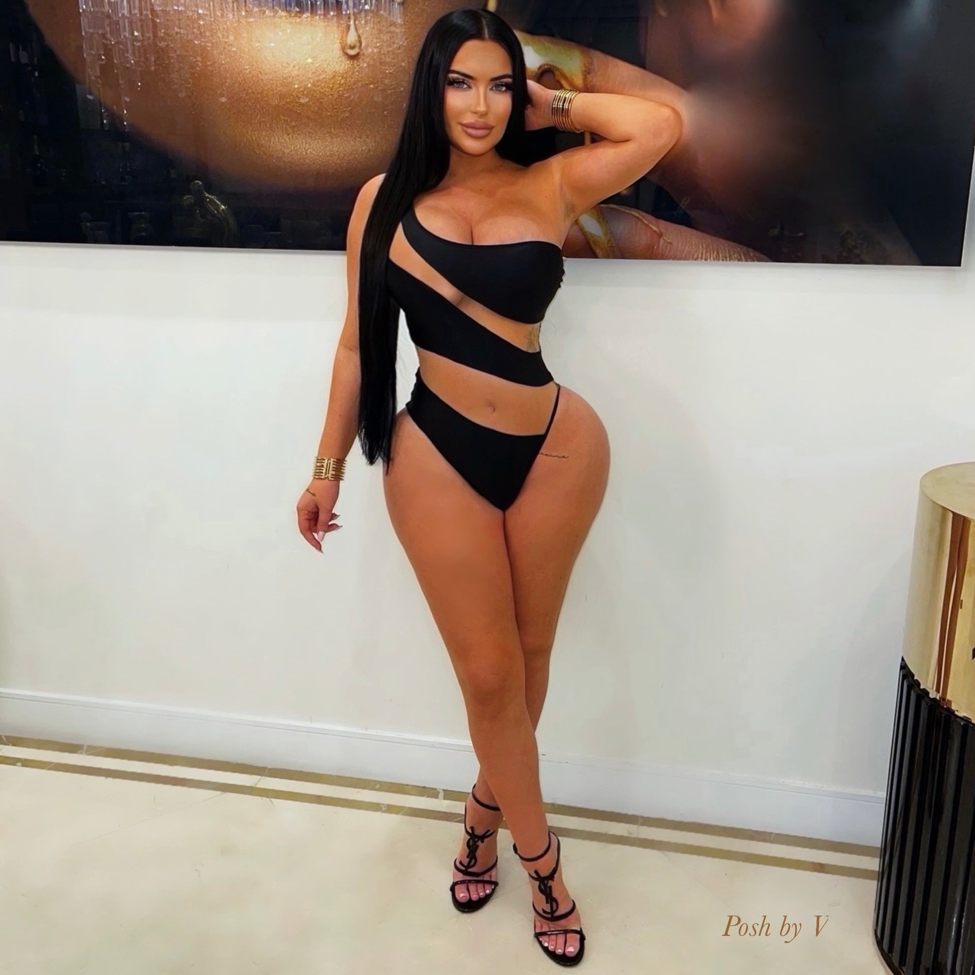 Illusion monokini (Black/nude)