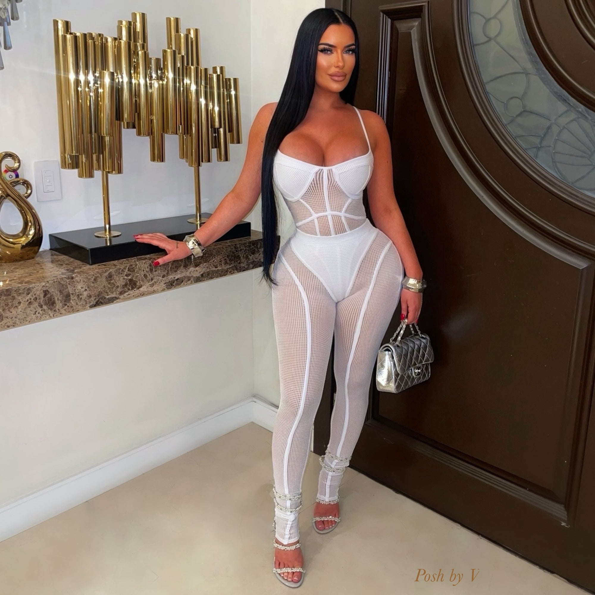 Mille caged leggings set (White)