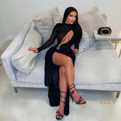 Posh elegance crystal dress (Black/gold)