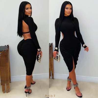 Lure ruched dress (Black)