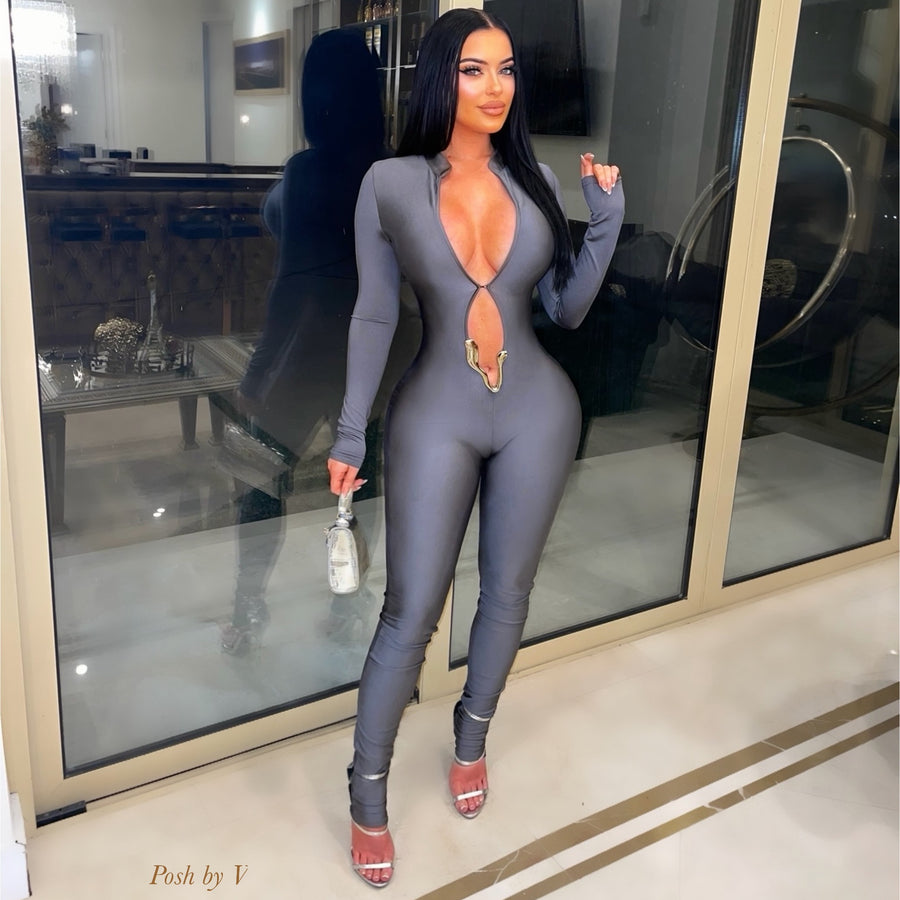 V luxe jumpsuit (Grey/silver)