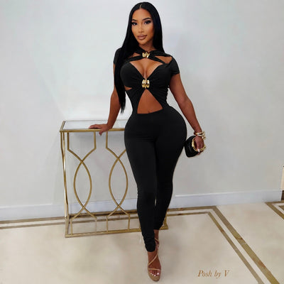 Lopez cut out jumpsuit (Black/gold)