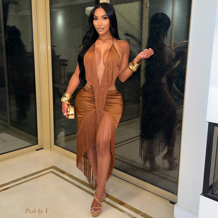 Zeigna fringe dress (Mocha)