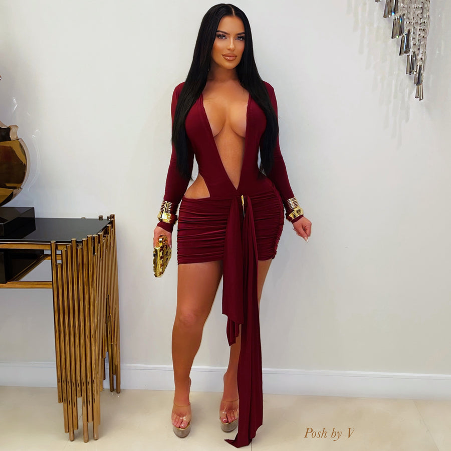 Carmine mini dress (Wine/gold)