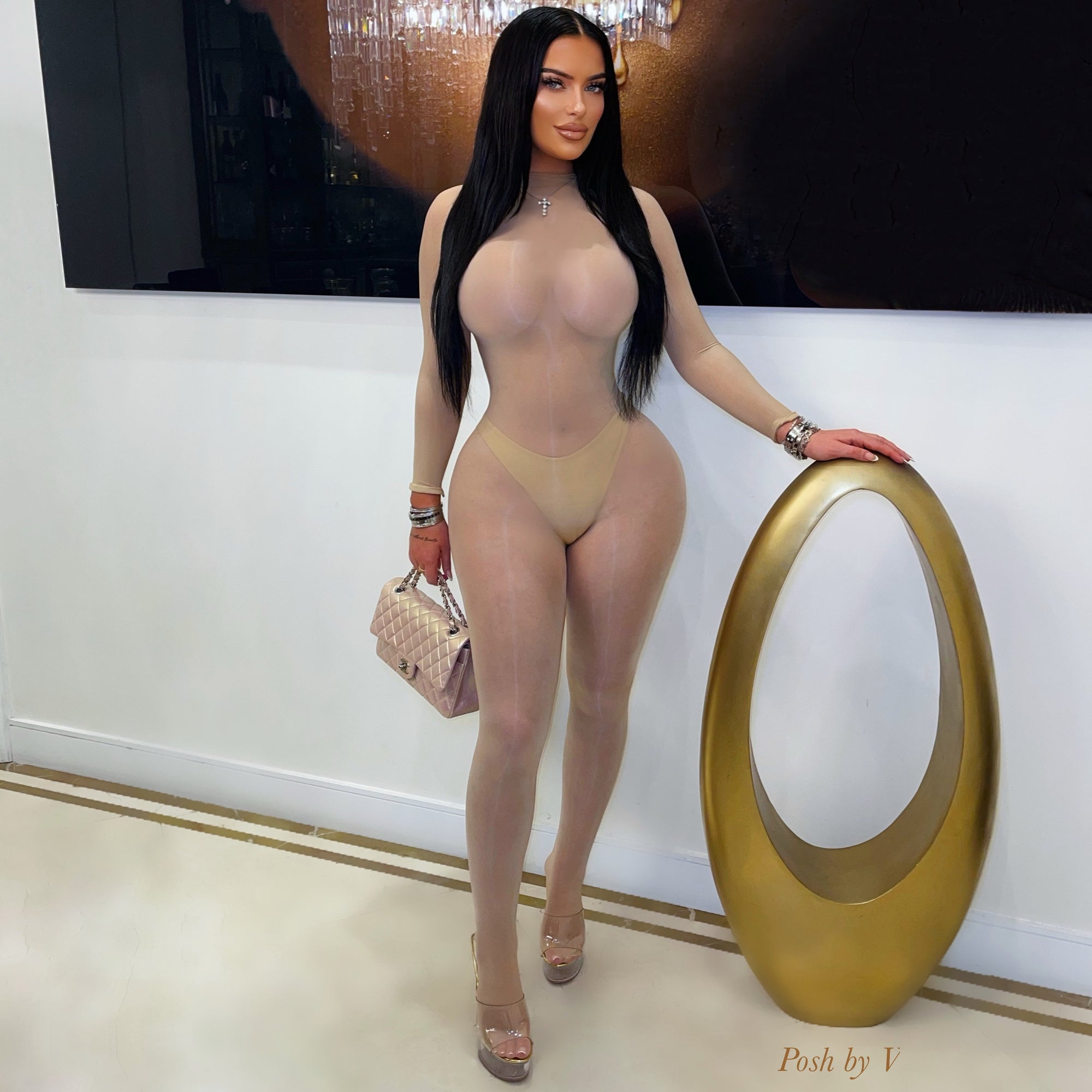 Body gloss jumpsuit (Nude)