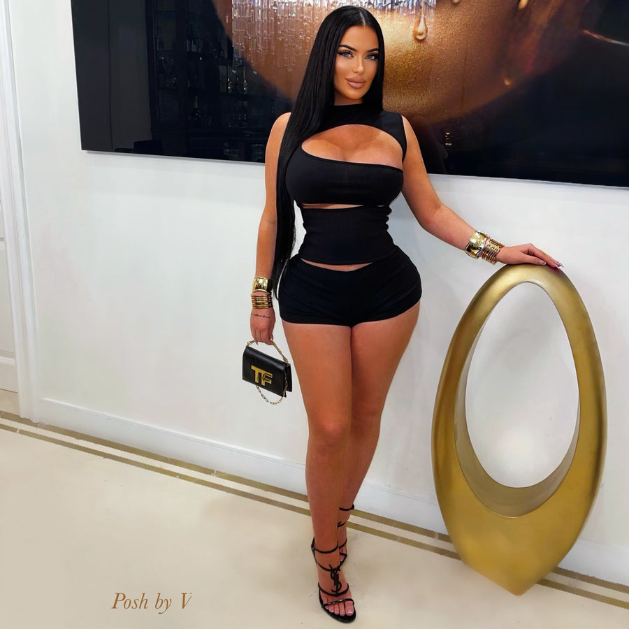 Cera slit shorts set (Black)