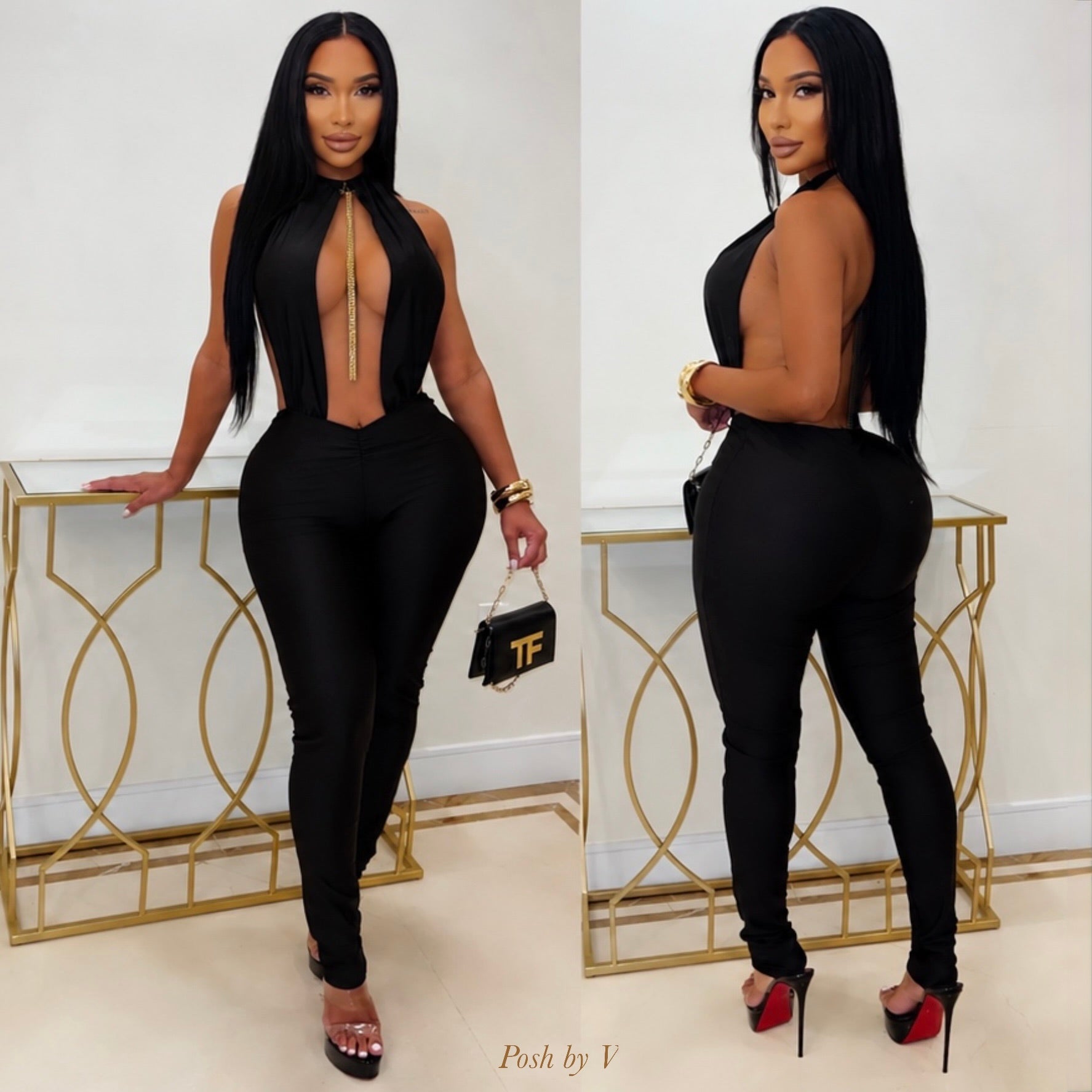 Lenara charm jumpsuit (Black/gold)