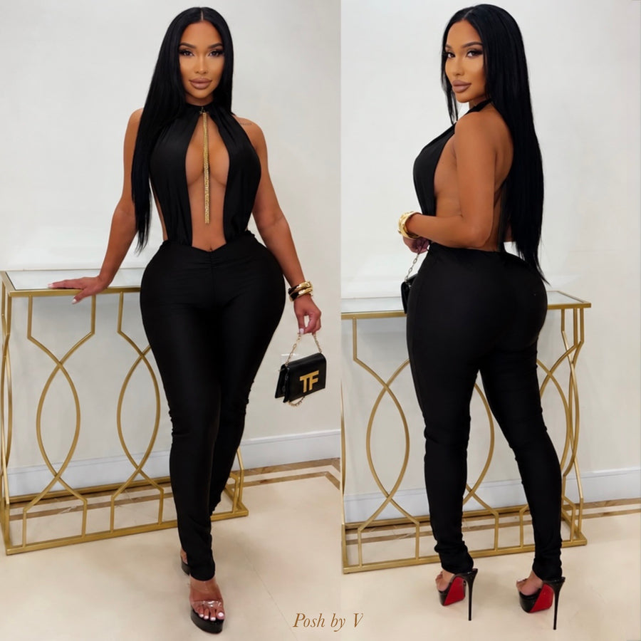 Lenara charm jumpsuit (Black/gold)
