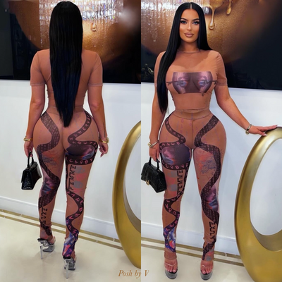 Posh femme leggings set (Nude multi)