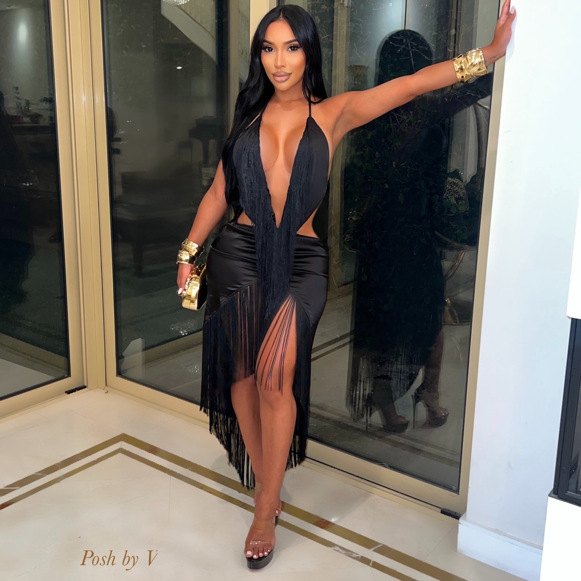 Zeigna fringe dress (Black)