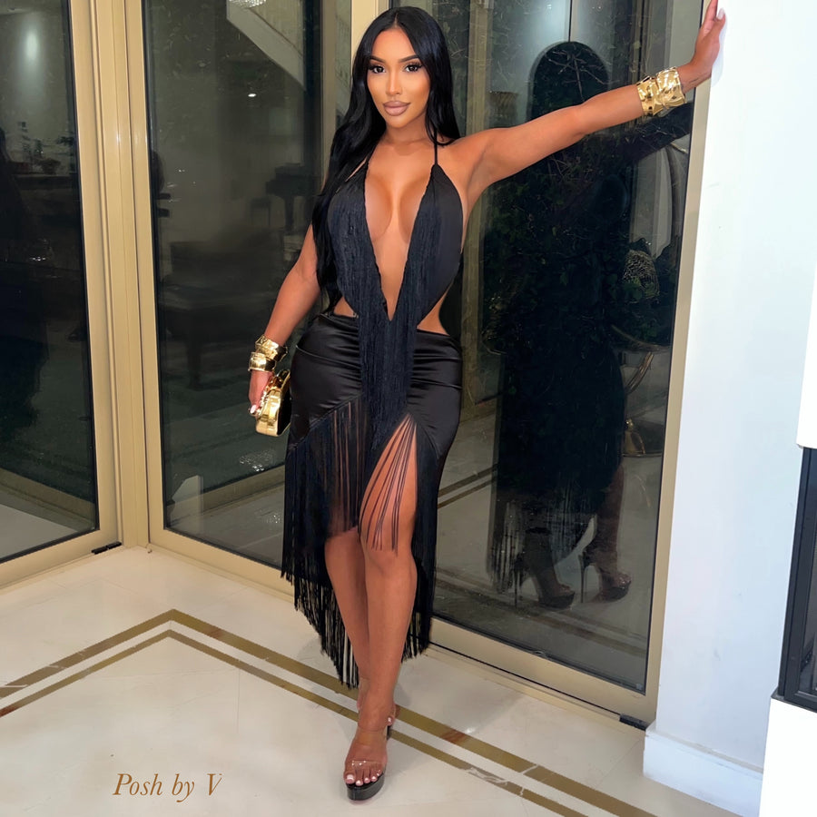 Zeigna fringe dress (Black)