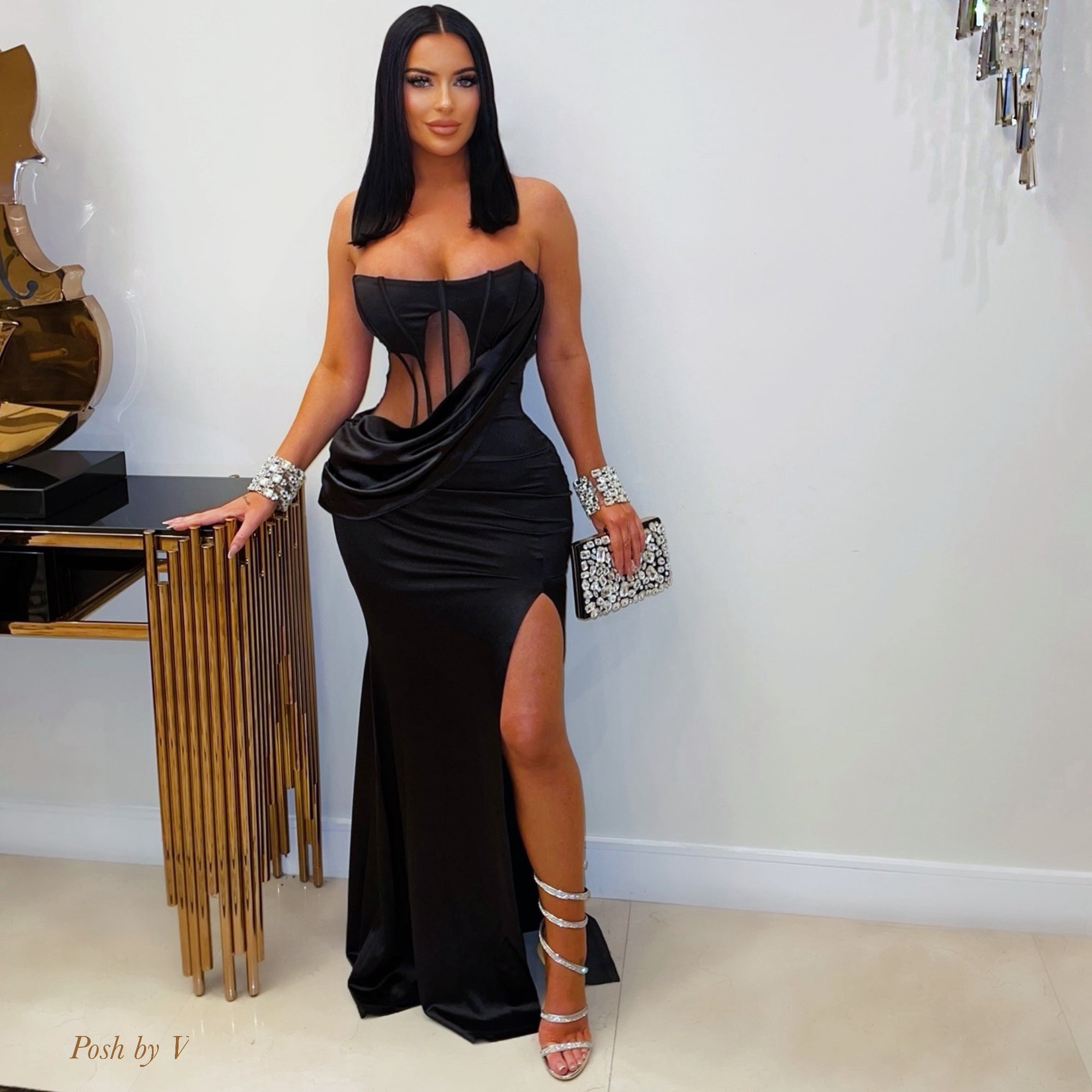 Rouge corset glam dress (Black)