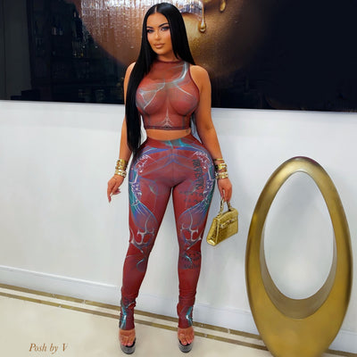 H. Couture leggings set (Wine multi)