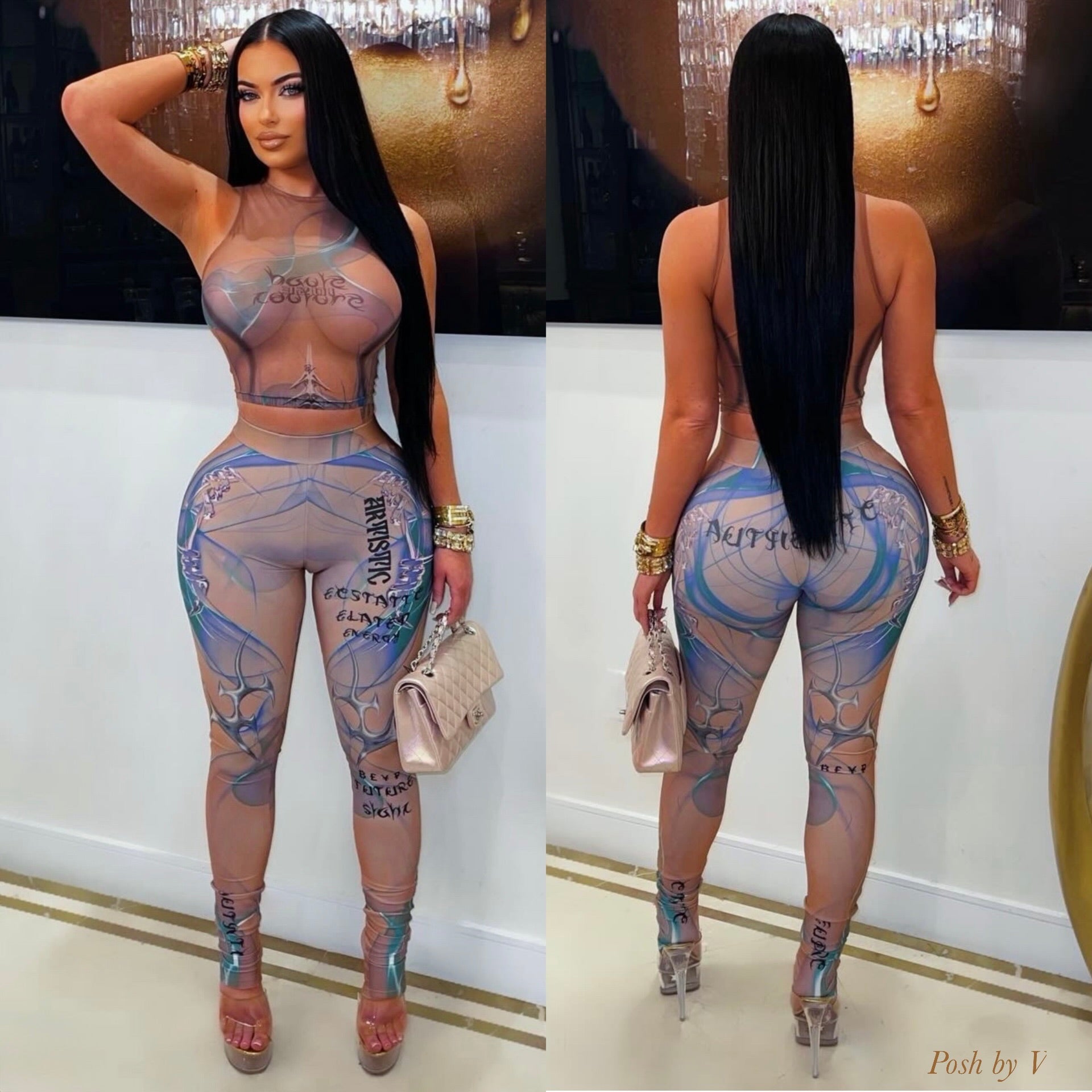 H. Couture leggings set (Nude multi)