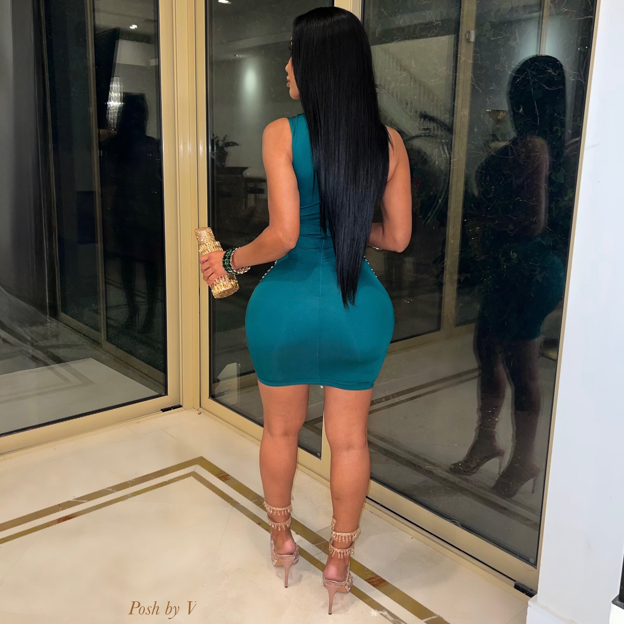 Indigo crystal glam dress (Emerald green)