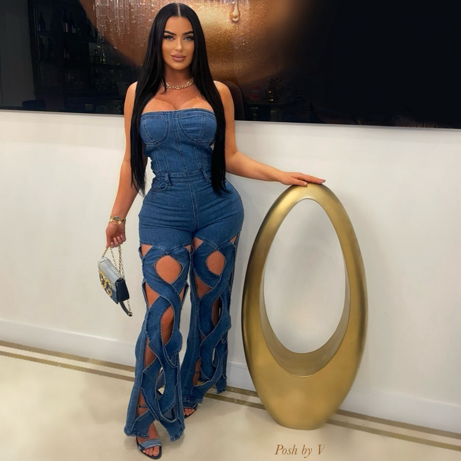 Merian denim jumpsuit (Blue)