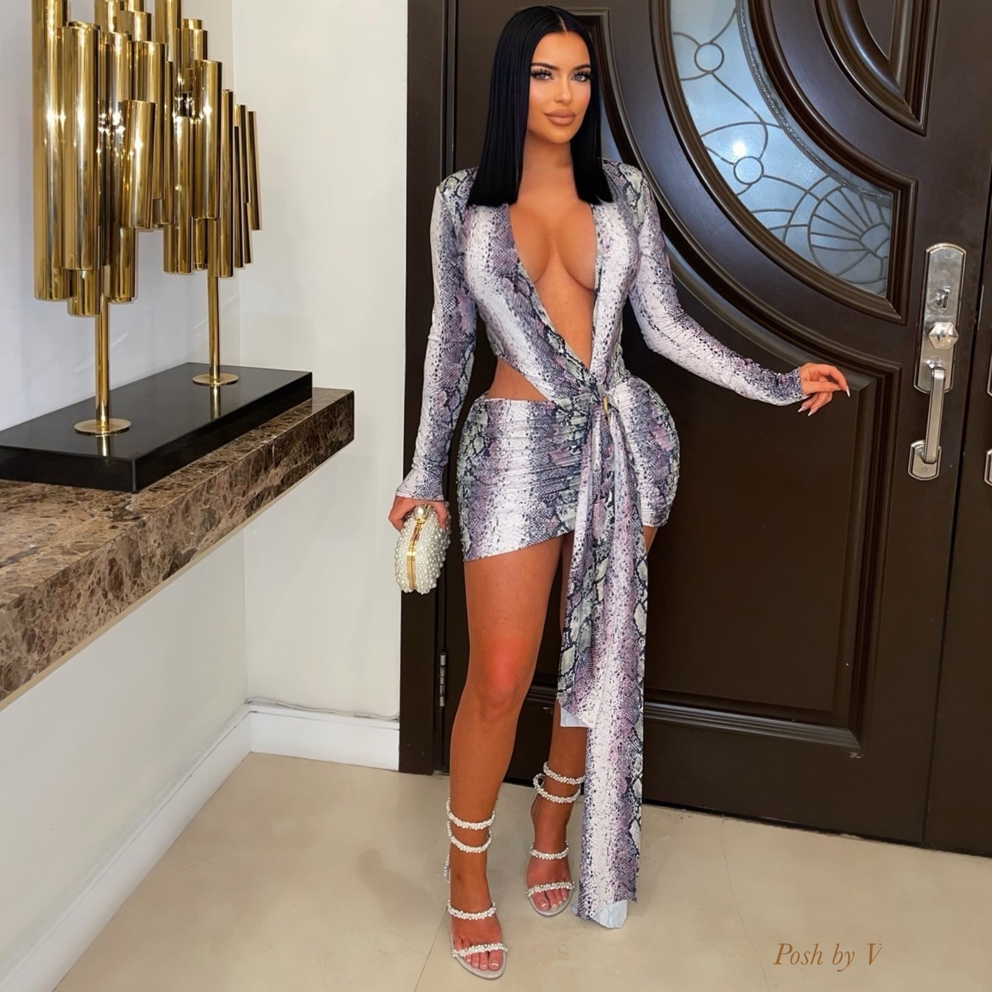 Carmine mini dress (Purple snake)