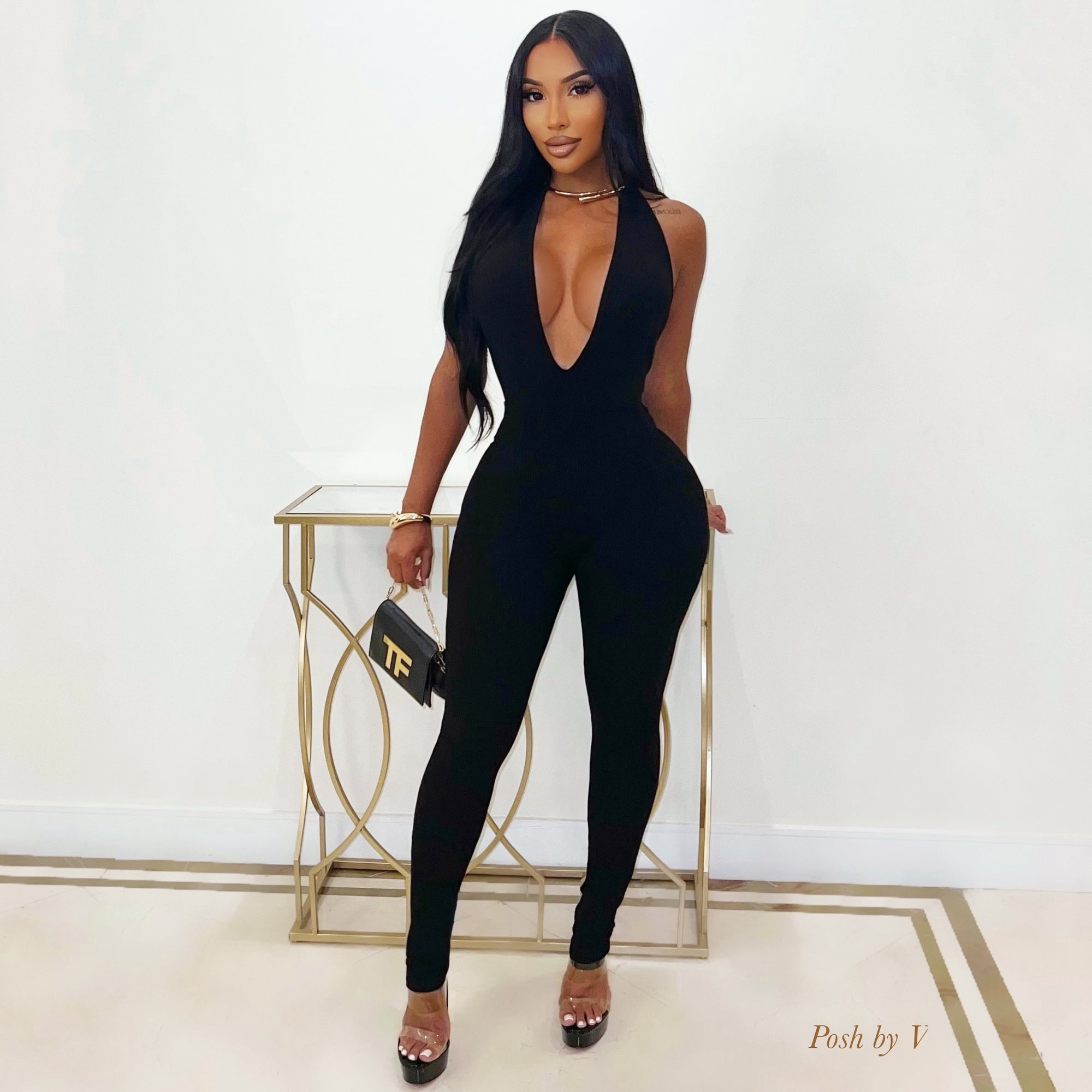 Deon ribbed jumpsuit (Black)