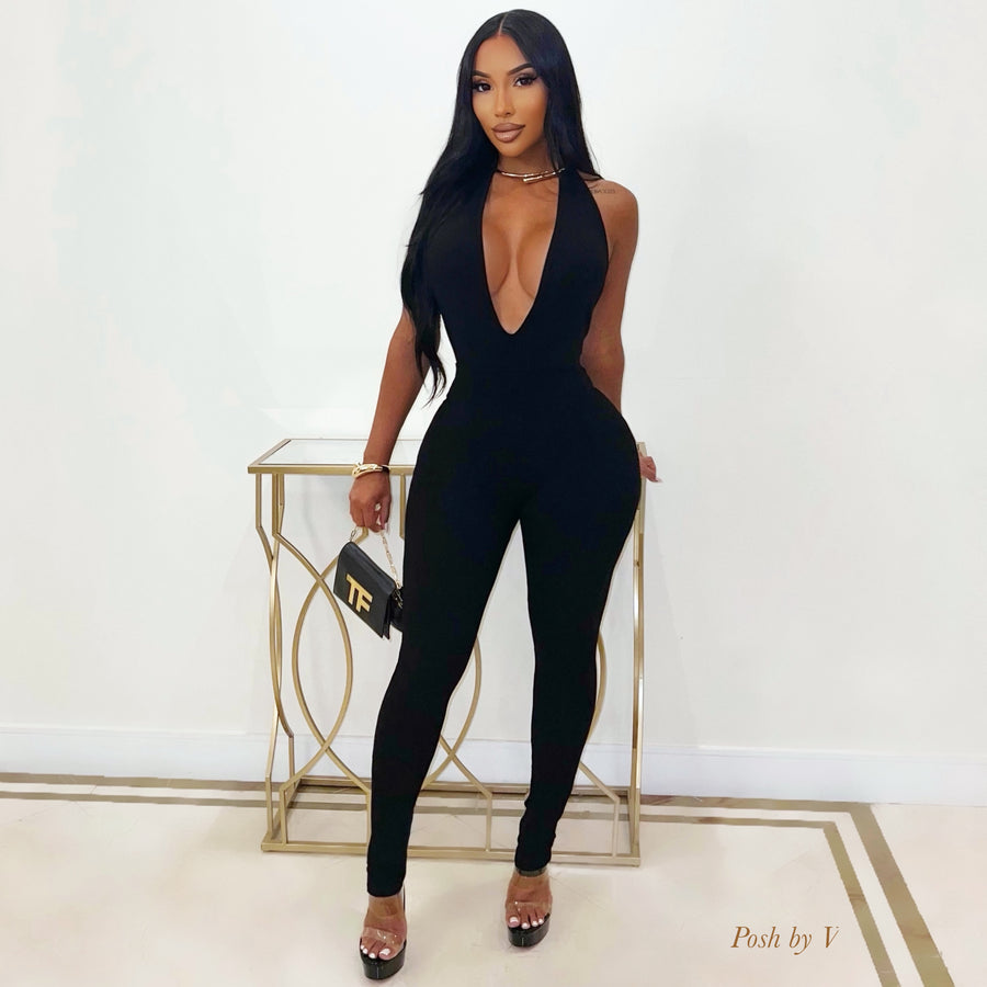 Deon ribbed jumpsuit (Black)