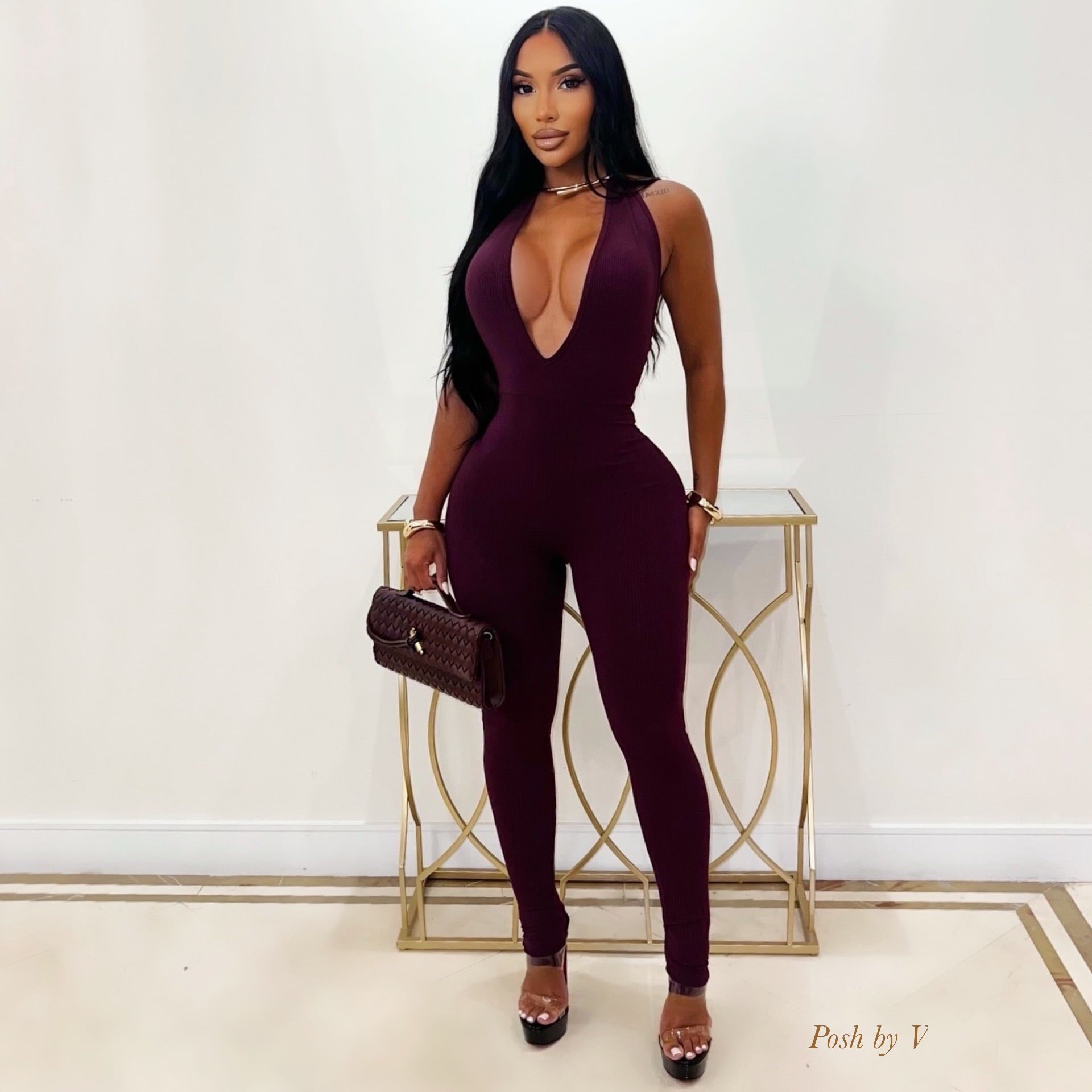 Deon ribbed jumpsuit (Plum)