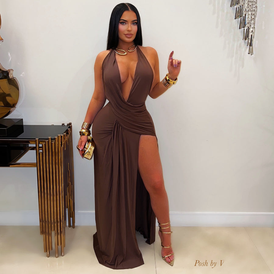 Celina maxi dress (Brown)