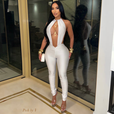 Lenara charm jumpsuit (White/gold)